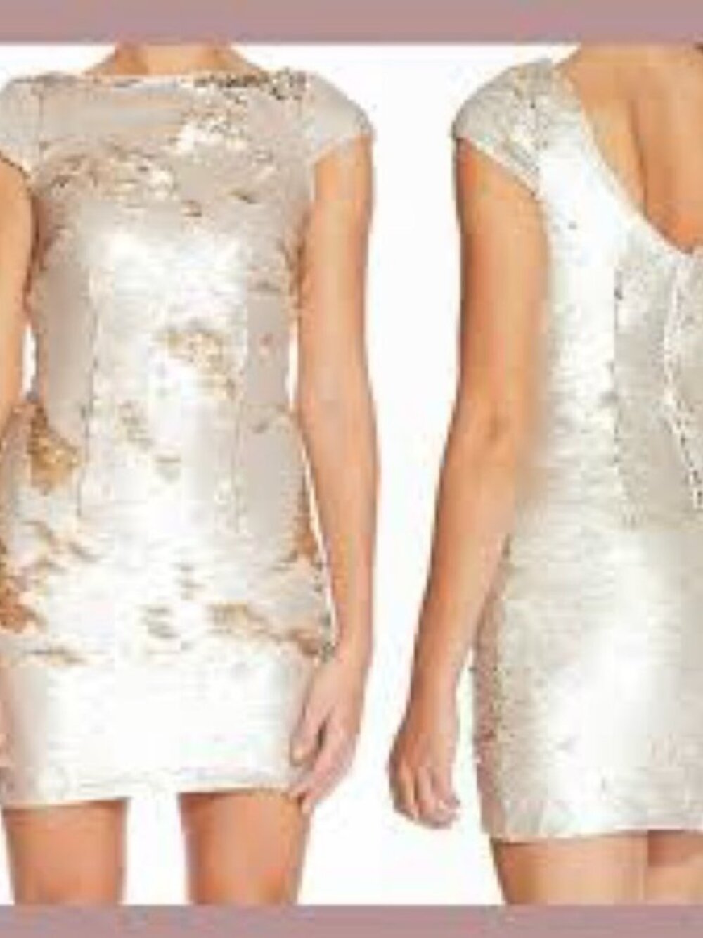 Vince Camuto Metallic Gold Two Toned Sequin Dress
